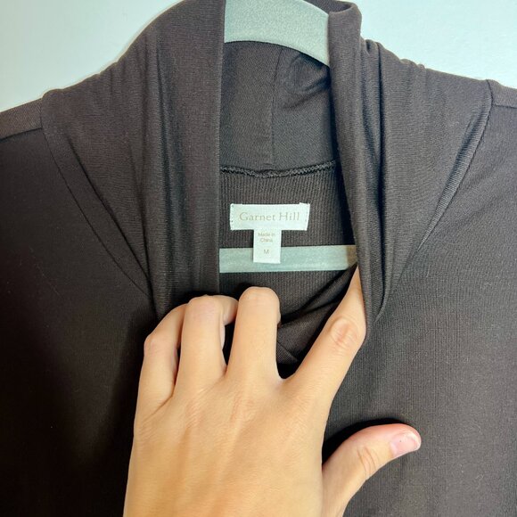 Garnet Hill Chocolate Brown Tencel Lyocell Turtleneck Soft Long Sleeve Dress M - Picture 2 of 5